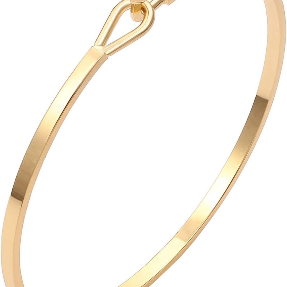 Dainty Gold Bar Bracelet for Women Simple Delicate Thin Cuff Bangle Hook Bracele